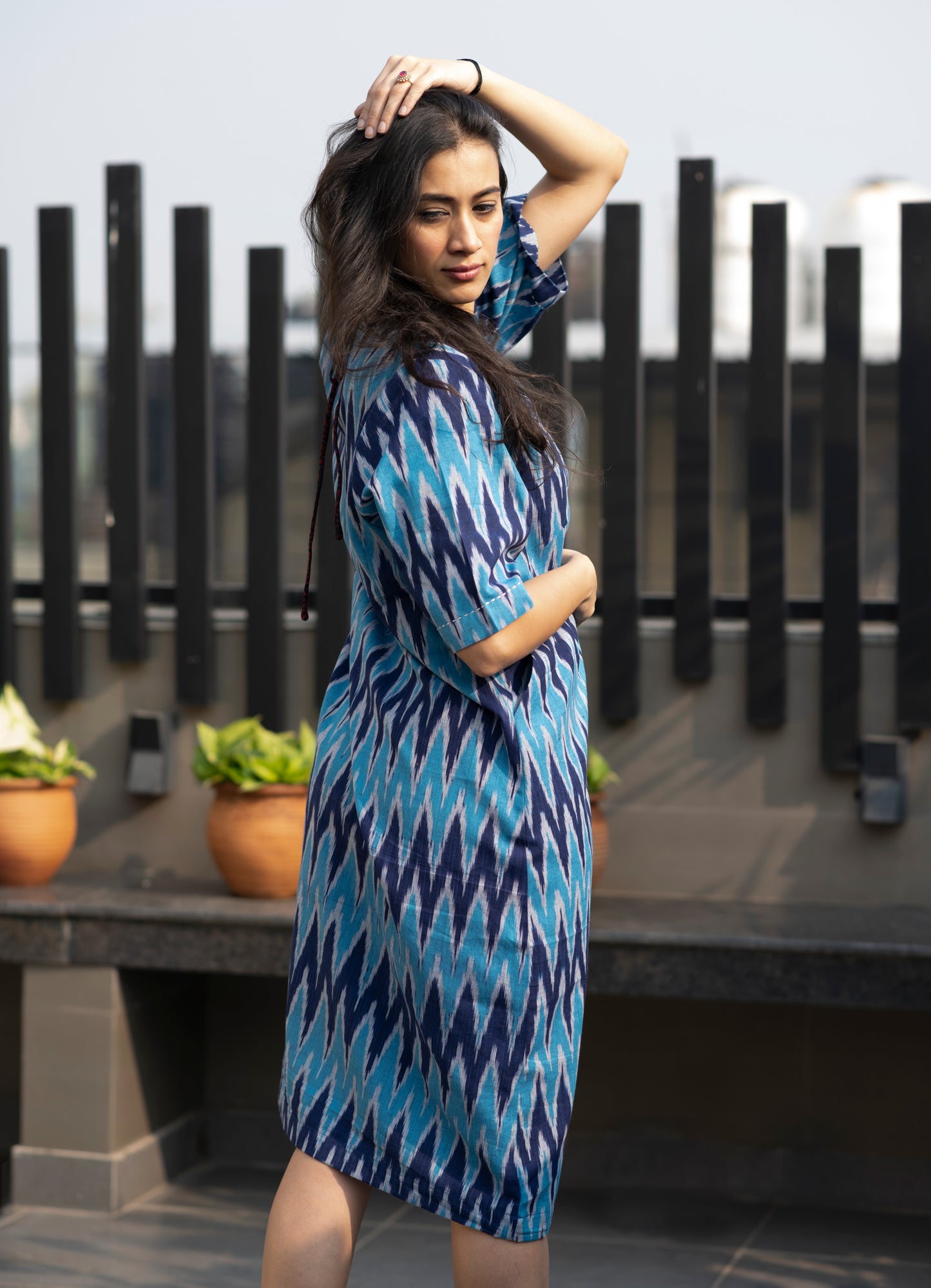 Ikat Shift dress Blue