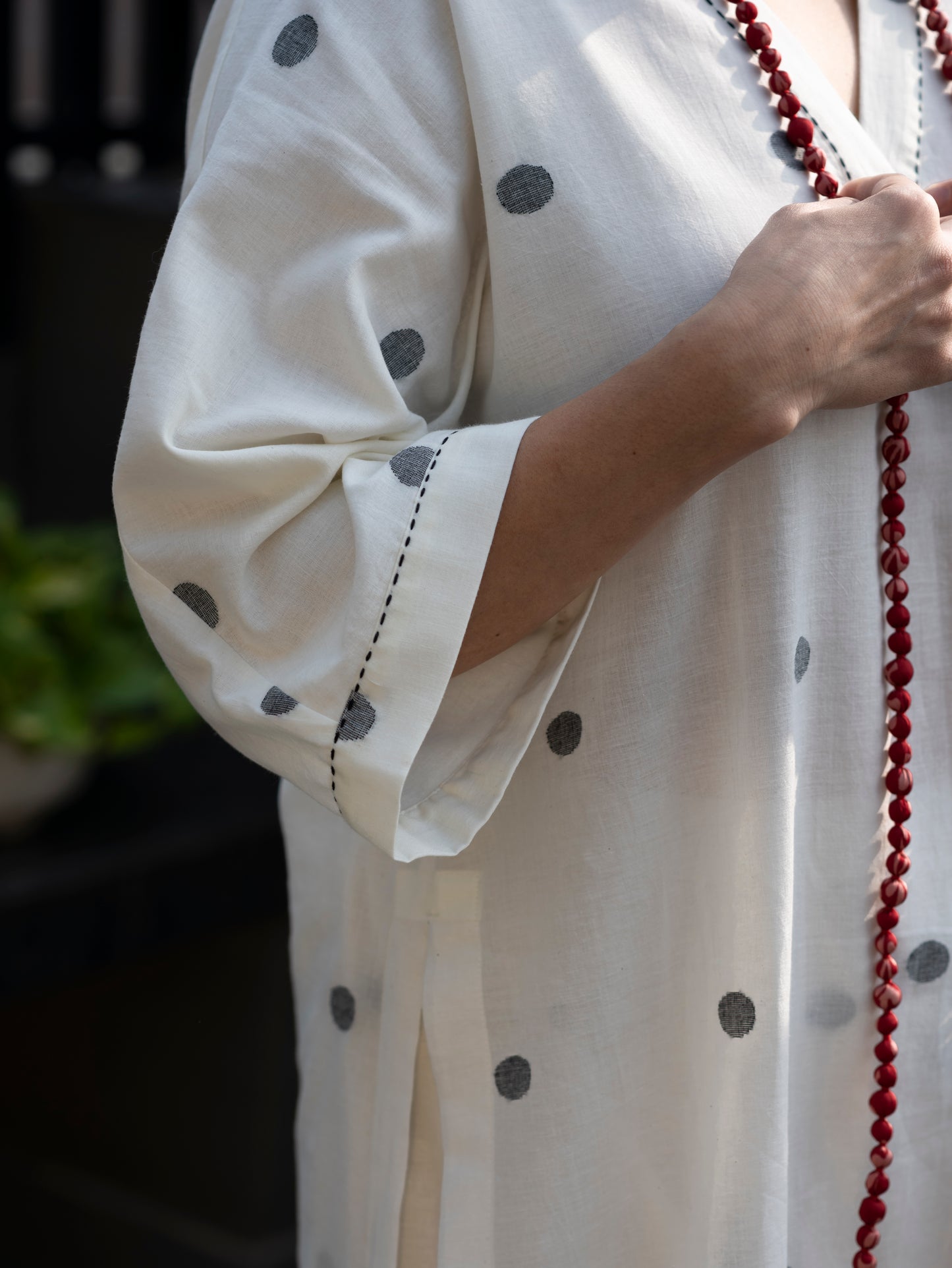 jamdani kurta set in polka