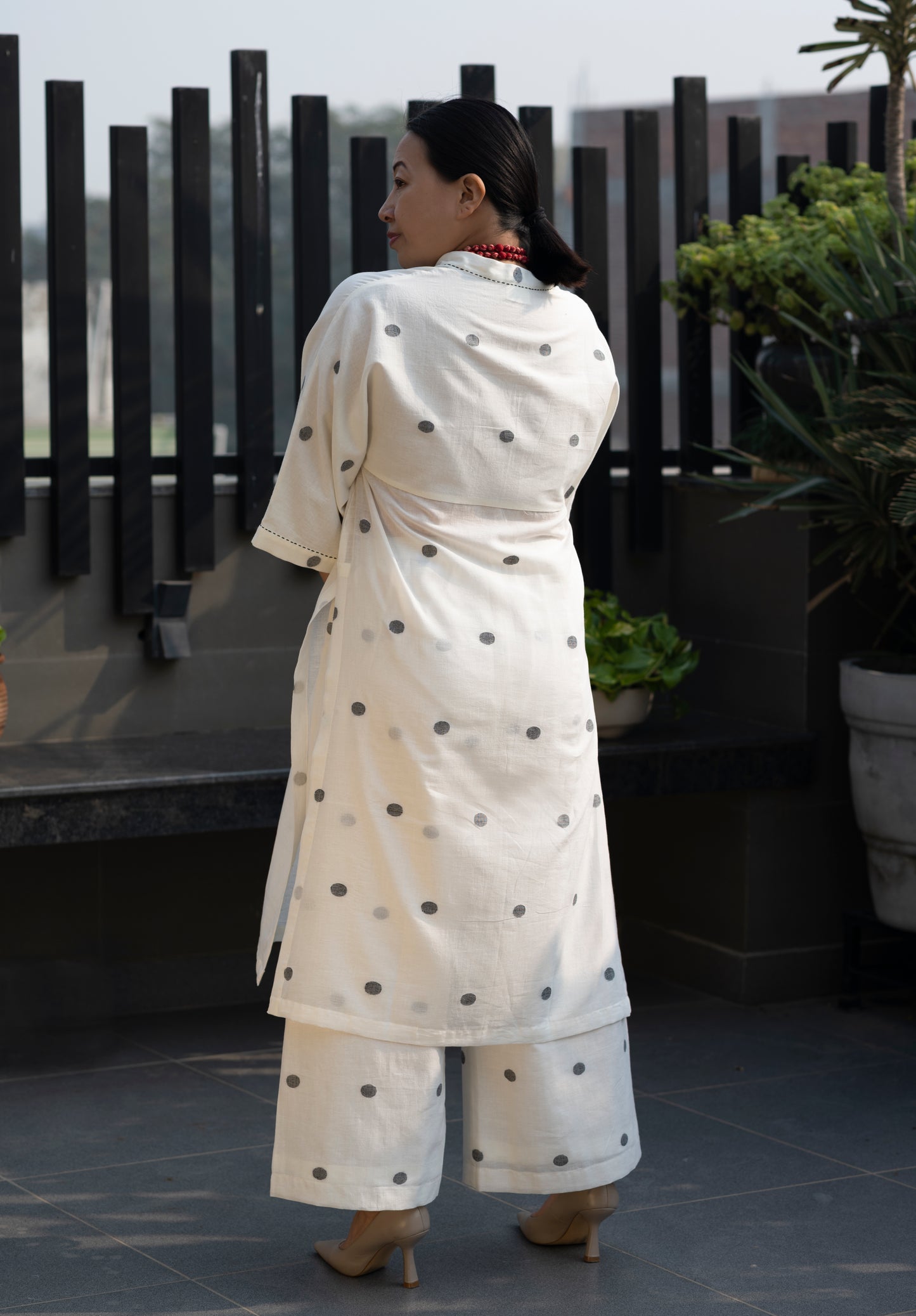 jamdani kurta set in polka