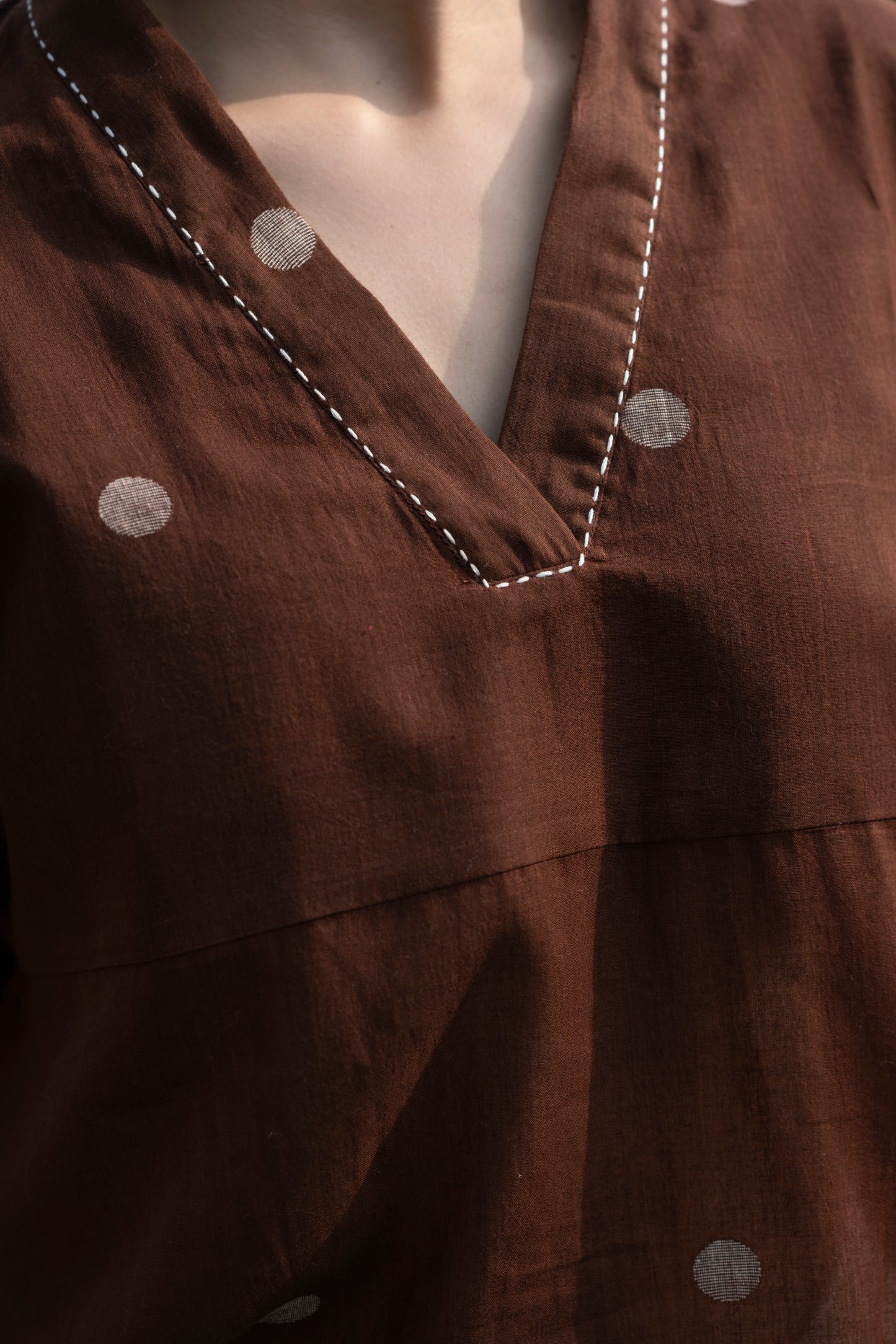 jamdani and kala cotton kurta set in polka