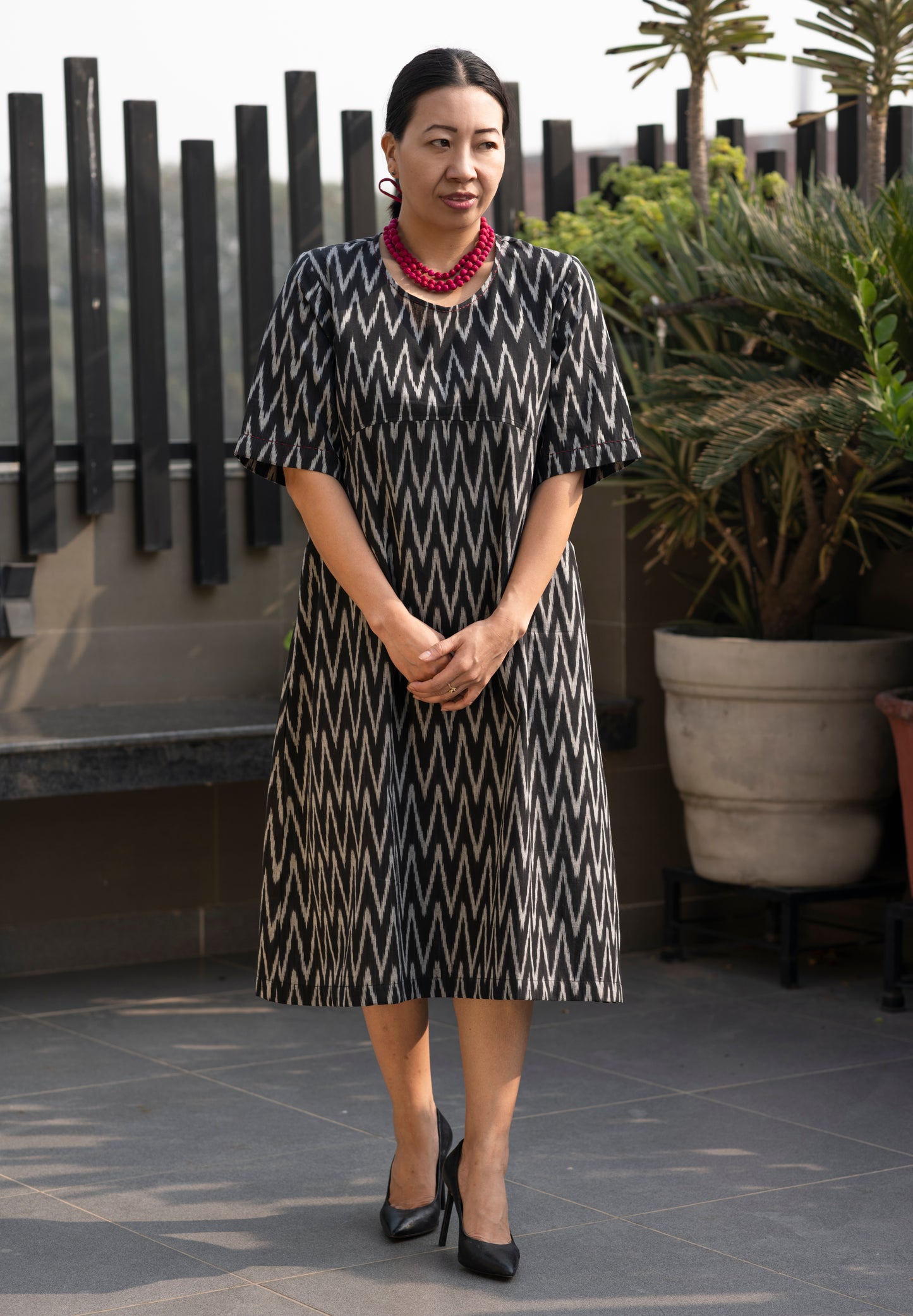 Ikat Shift dress Black