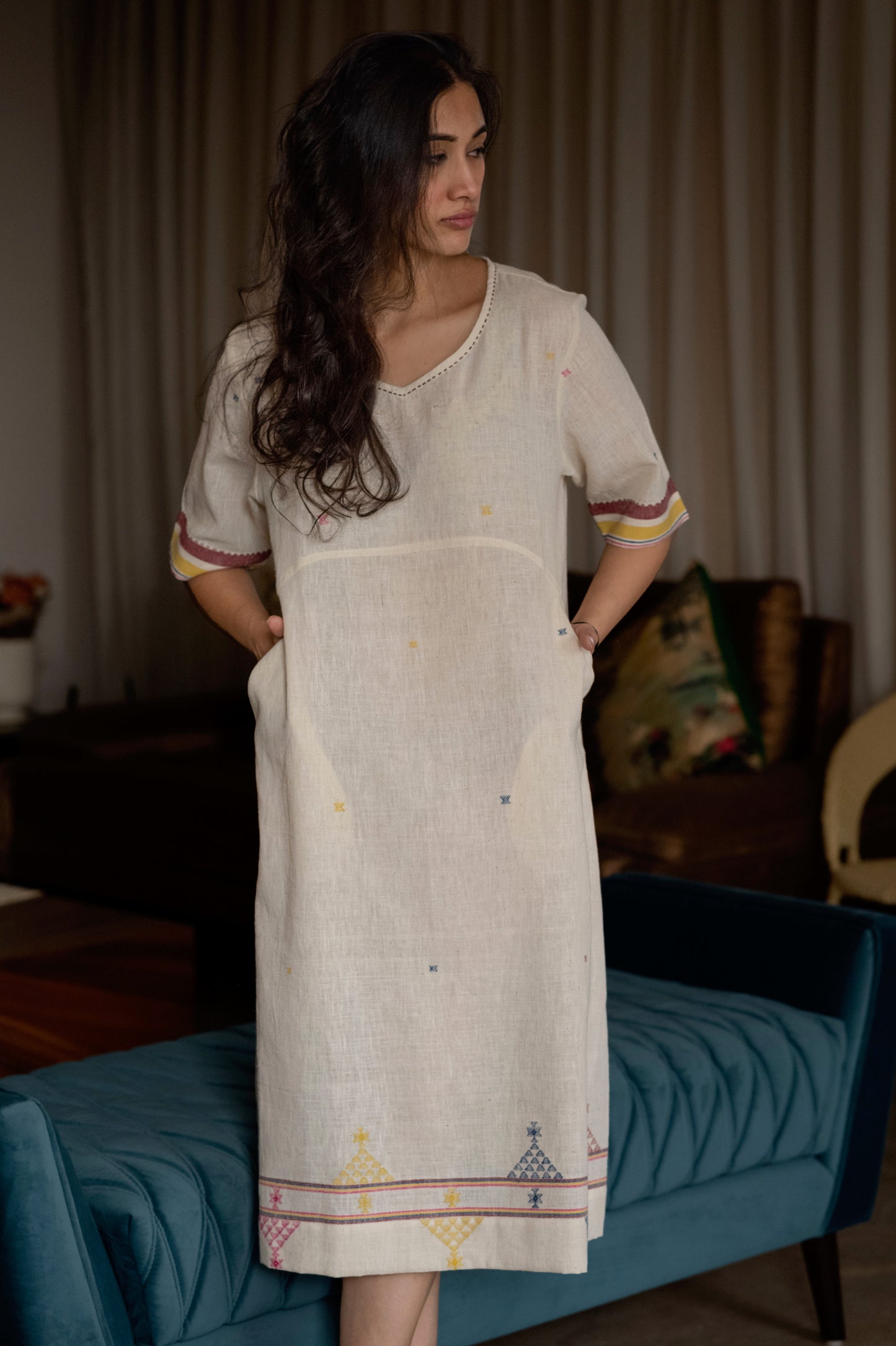 kala cotton extra weft sheath dress