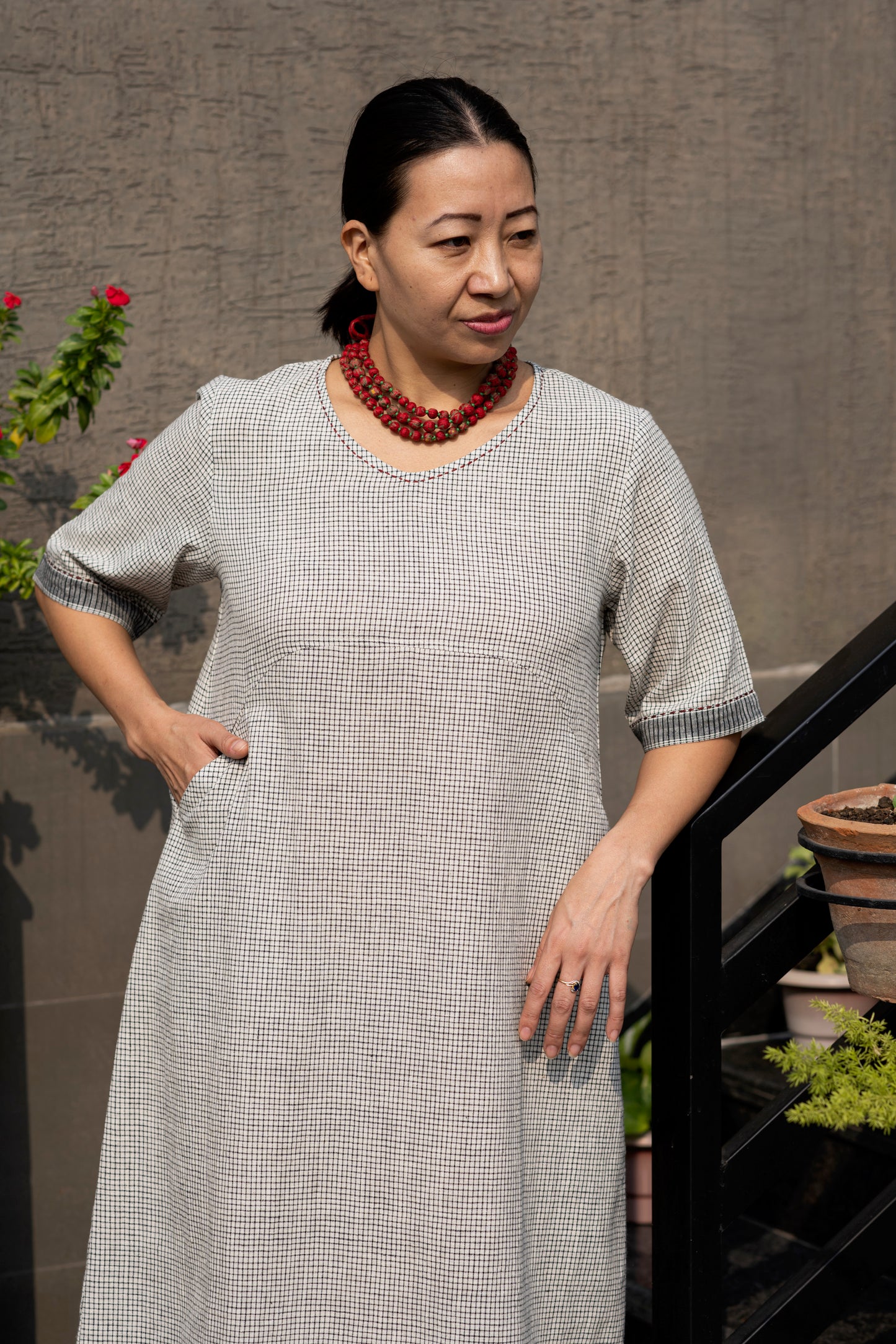 kala Cotton Selvedge detail dress