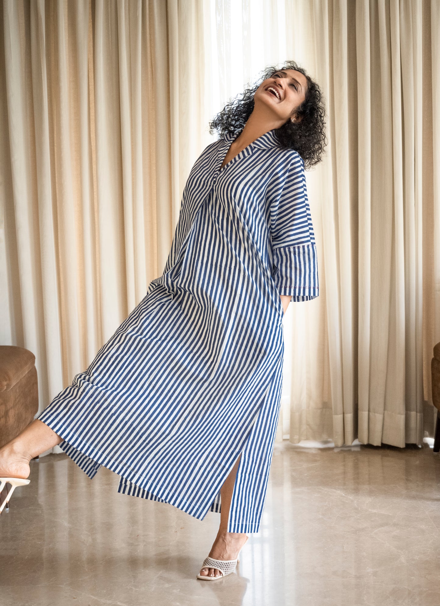 Blue Stripe Maxi Dress