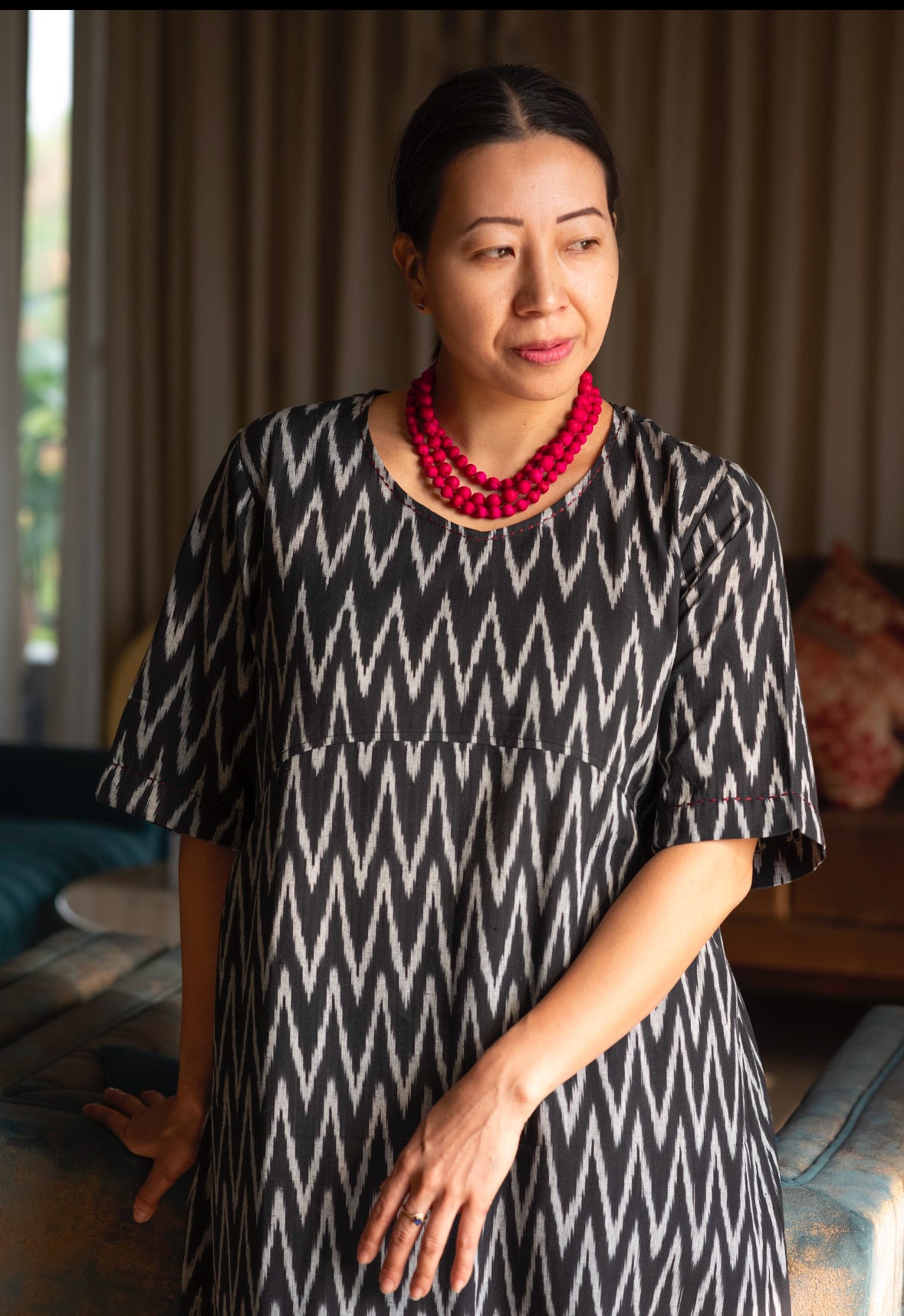 Ikat Shift dress Black