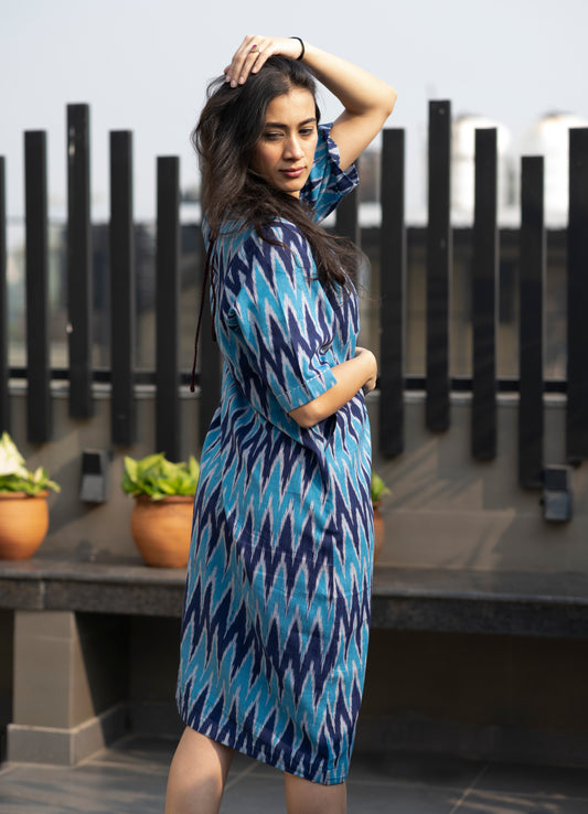 Ikat Shift dress Blue