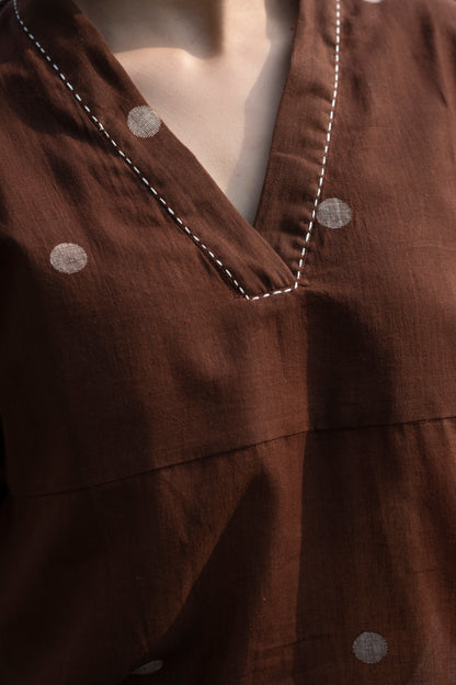jamdani and kala cotton kurta set in polka