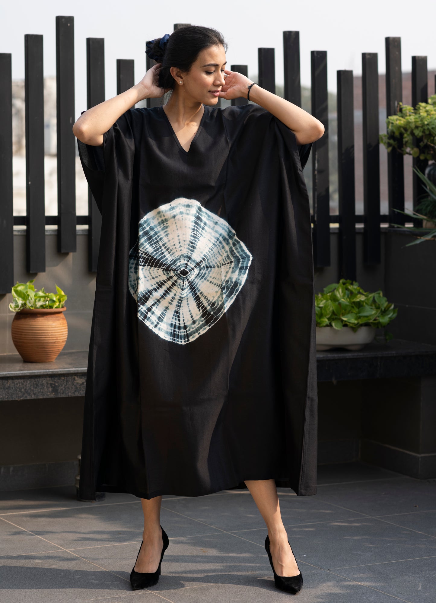 Black Shibori Kaftan