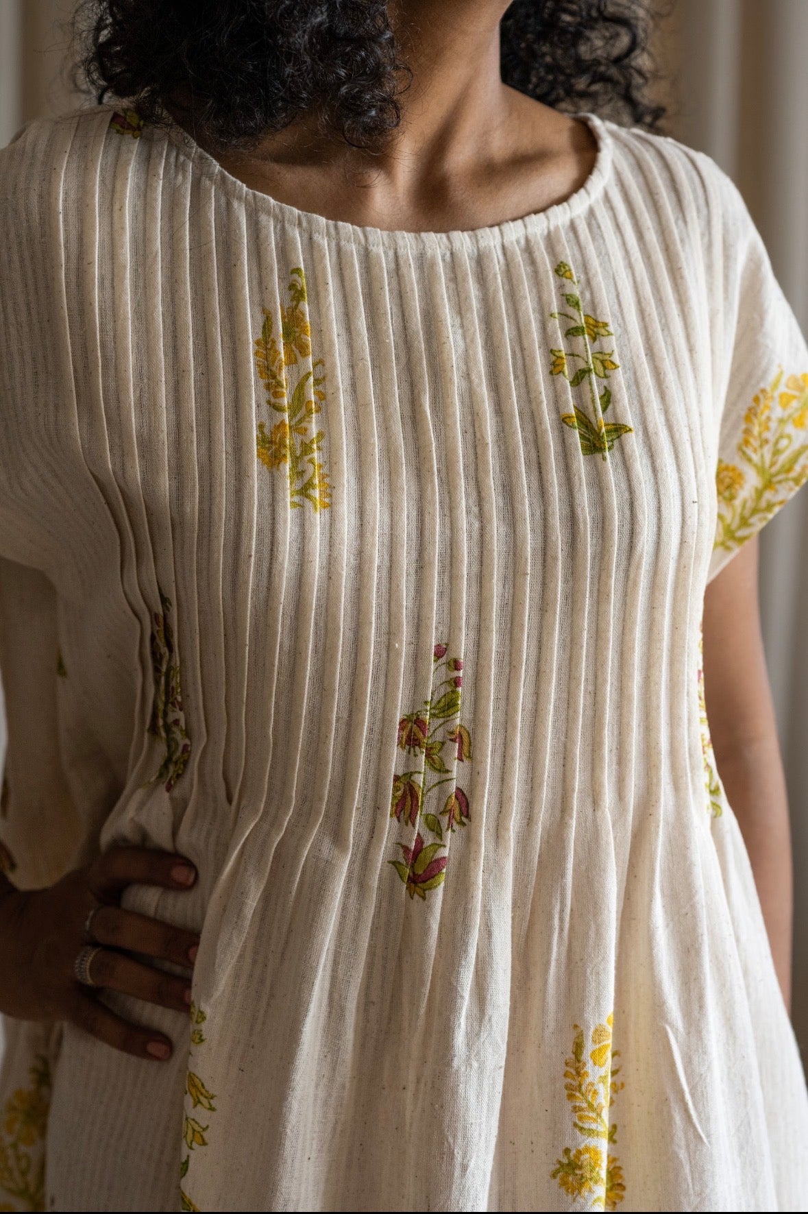 Kala Cotton Block Print pintuck Dress