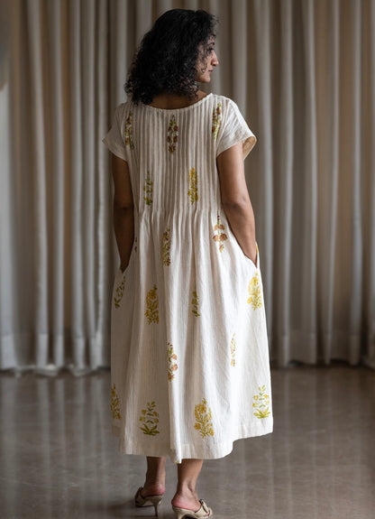 Kala Cotton Block Print pintuck Dress