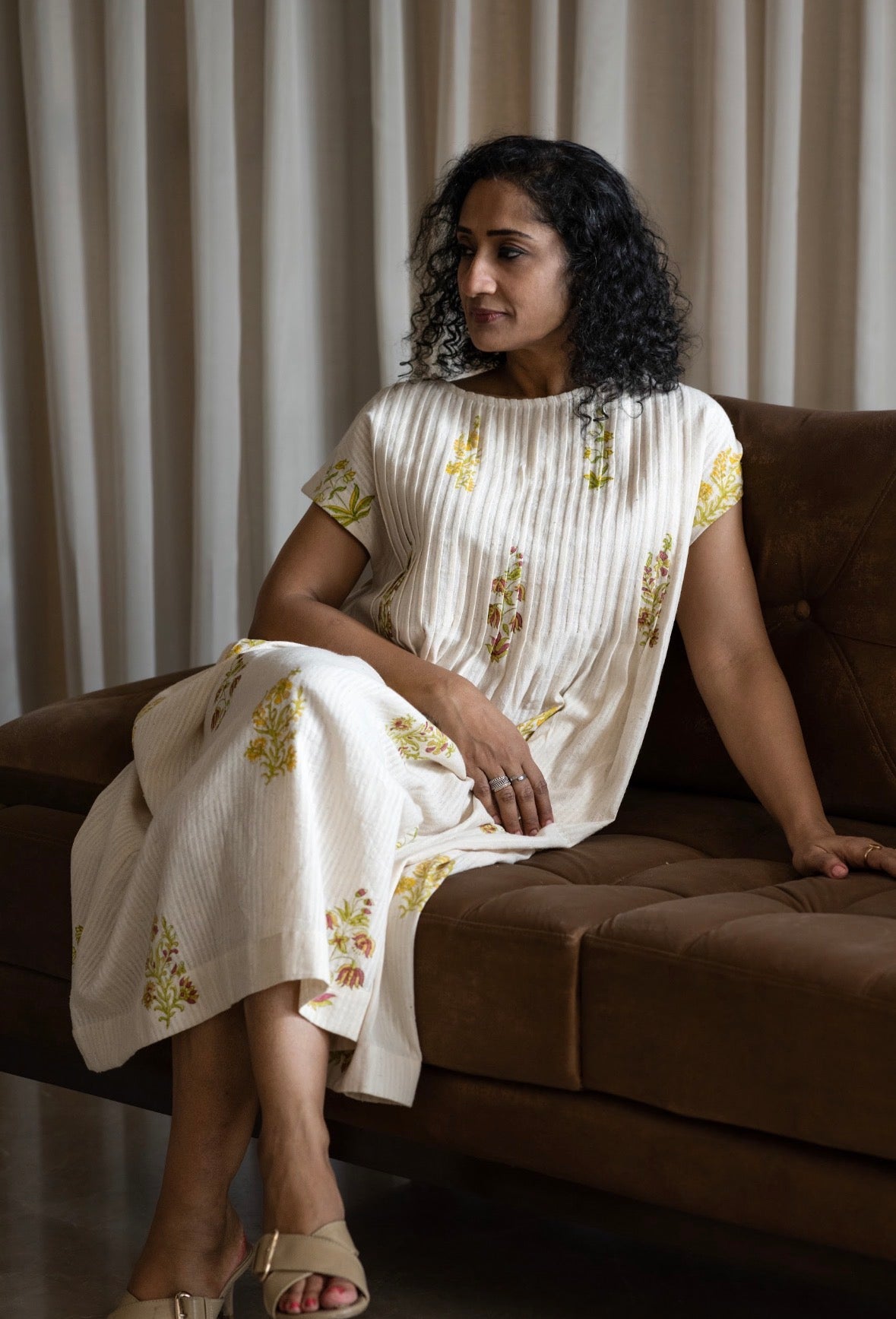 Kala Cotton Block Print pintuck Dress