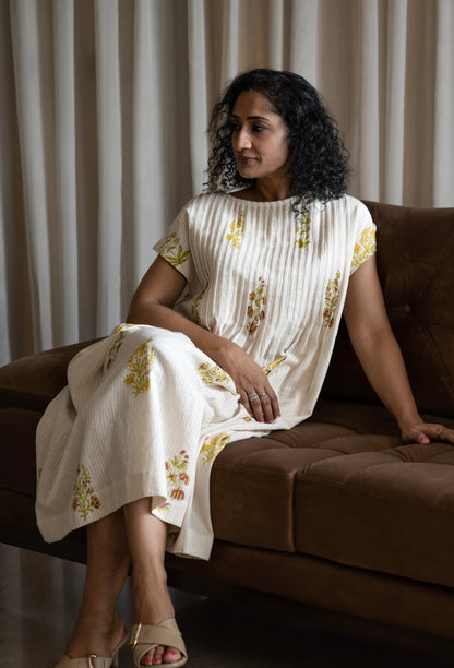 Kala Cotton Block Print pintuck Dress