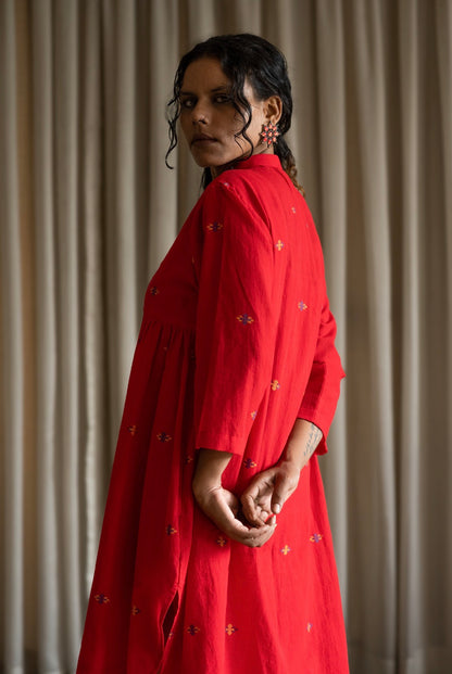 Red Jamdani shirt Dress