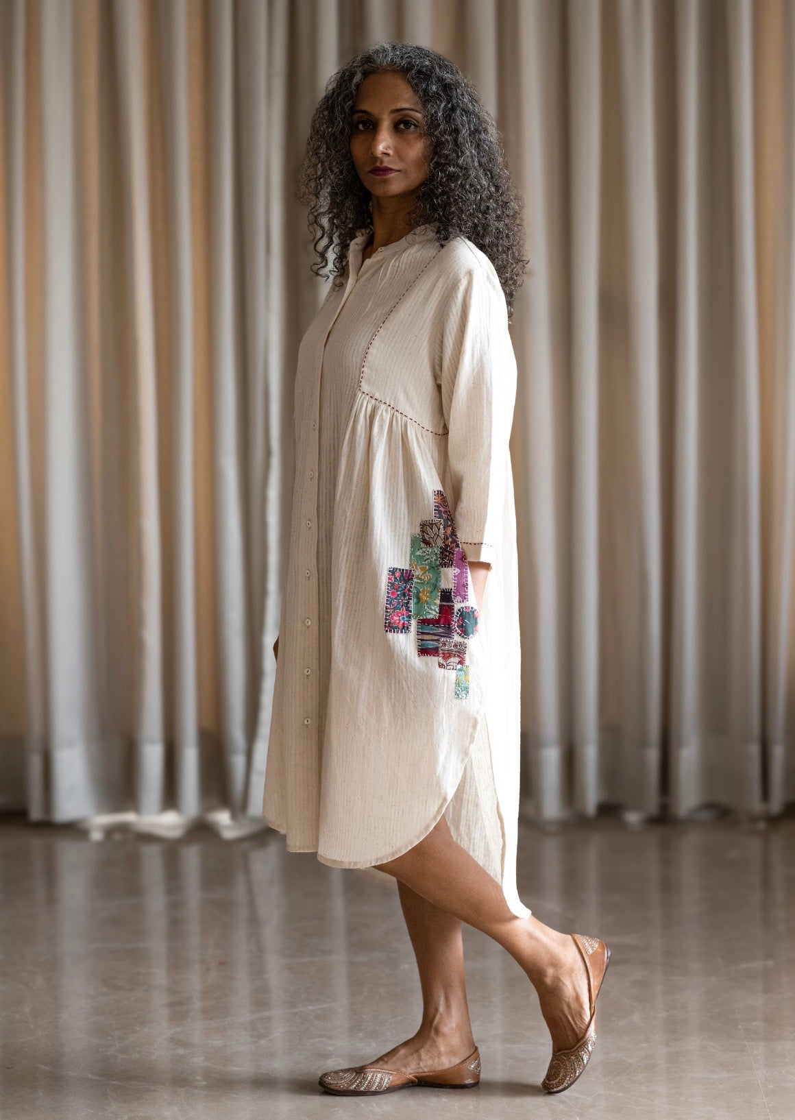 Shirt Dress with Boro patch work