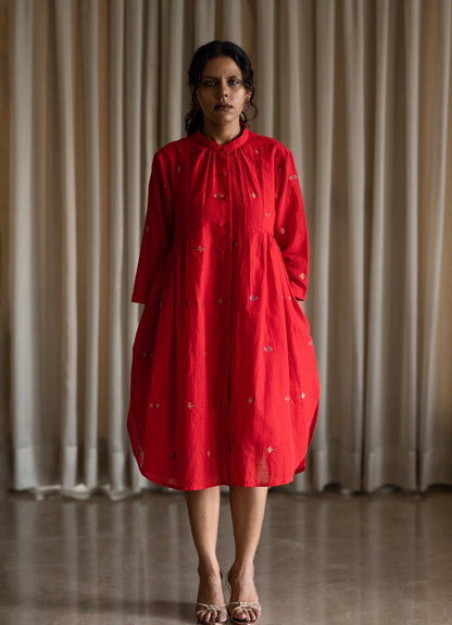 Red Jamdani shirt Dress
