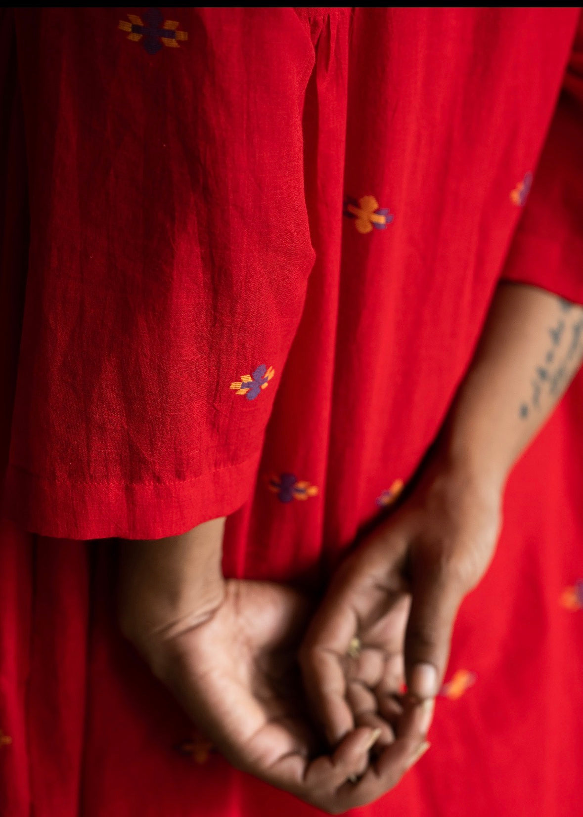 Red Jamdani shirt Dress