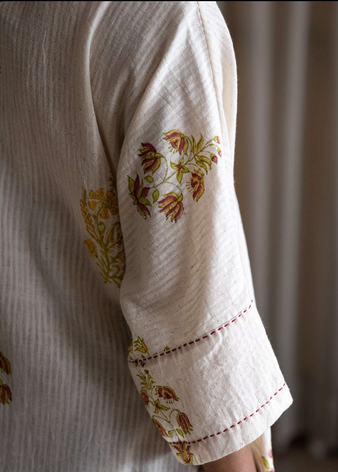 Kala Cotton Block Print  collared  Maxi Dress
