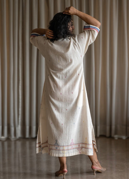 Kala Cotton white collared  Maxi Dress